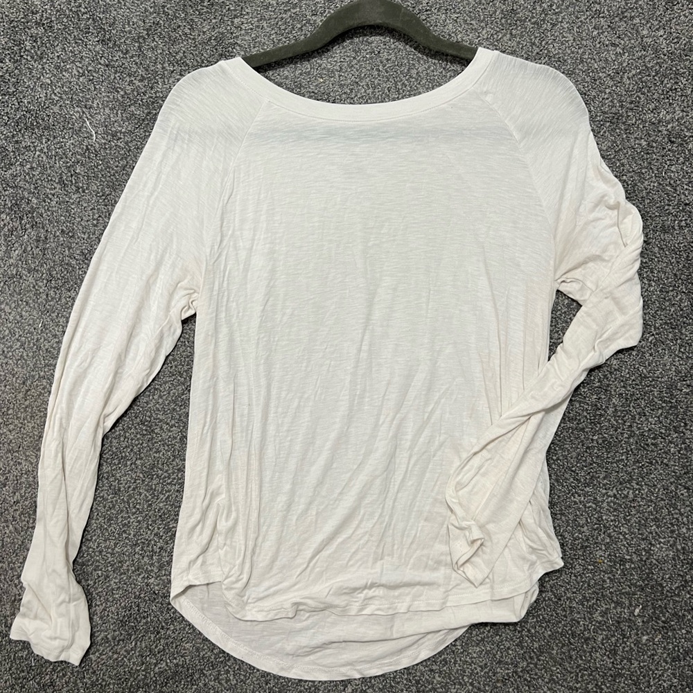 American Eagle Outfitters Soft & Sexy Slub white long sleeve scoopneck top S